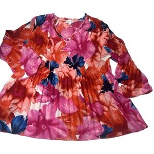 Chloe+Rene Colorful Tomato Girl Maxiamalist Tropical Floral Size L